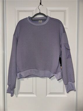 Lavender Quilted Crewneck Activewear Sweater - Women